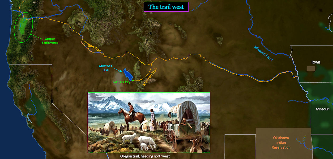 Oregon Trail, 1850 map